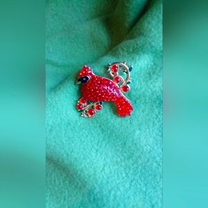Red bird brooch
